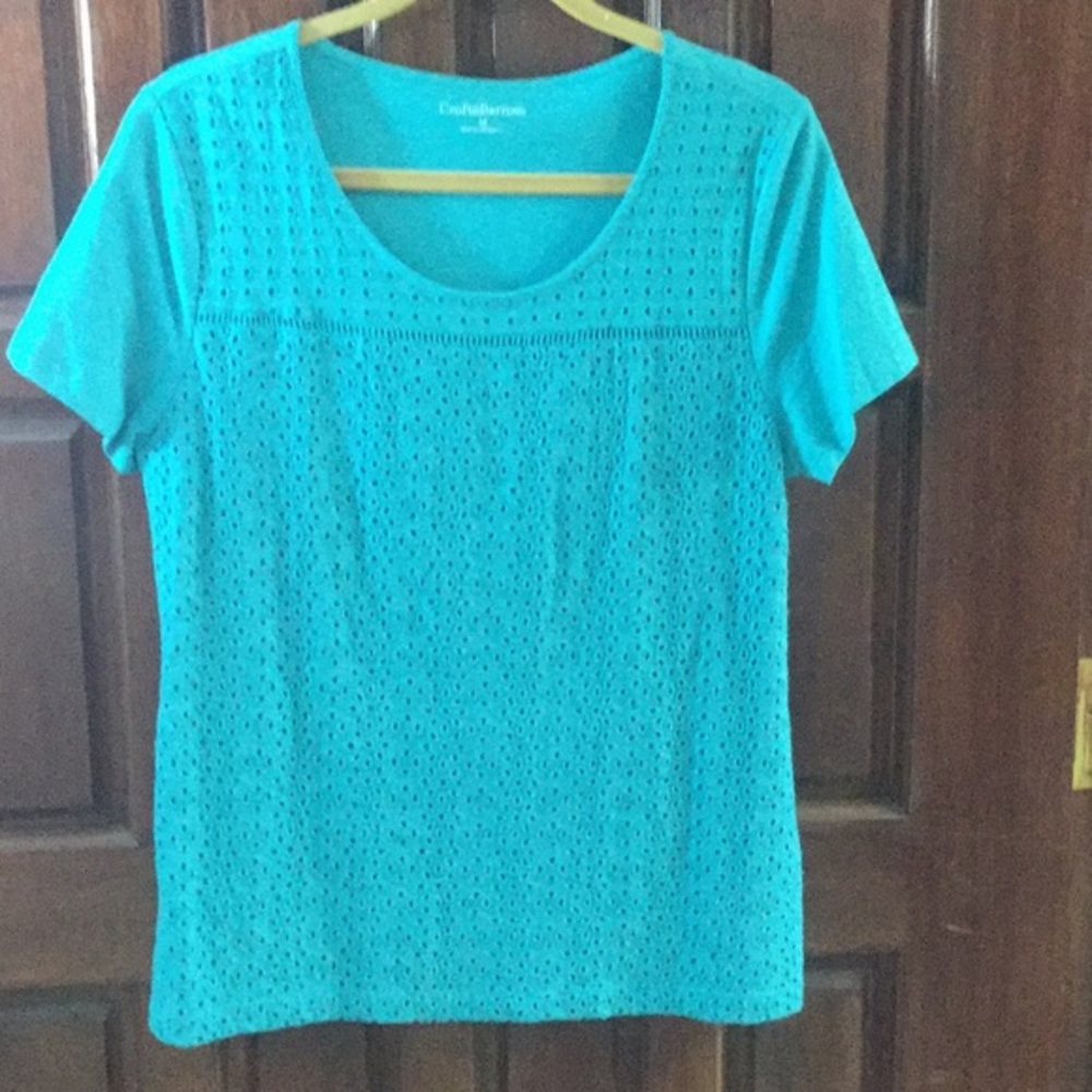 Croft&Barrow Blue Pullover Short Sleeve Shirt Top